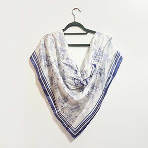 Ralph Lauren Spring/Summer Pure Silk Floral Large Square Scarf Blue